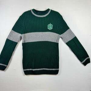 Official Harry Potter Slytherin House Quidditch Ribbed Knit Sweater Medium